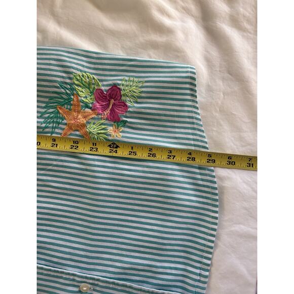 Blair Women Blue Blouse Top Sz XL Cotton Buttons Pullover Long Roll Up Sleeve - Picture 8 of 12